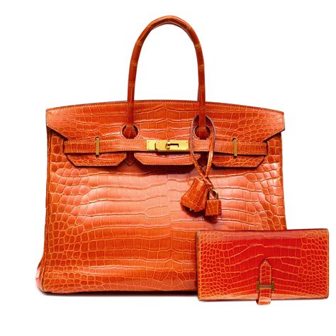 Pain D’epice Shiny Porosus Crocodile Birkin 35 Gold Hardware, 